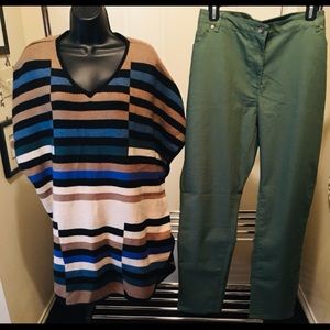 Woman’s Within (Brand New) Multi Colored Poncho with New Jeans (Pine) size 20